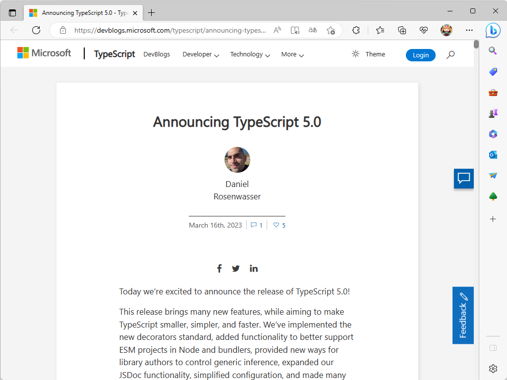 Microsoft公式ブログのアナウンス
