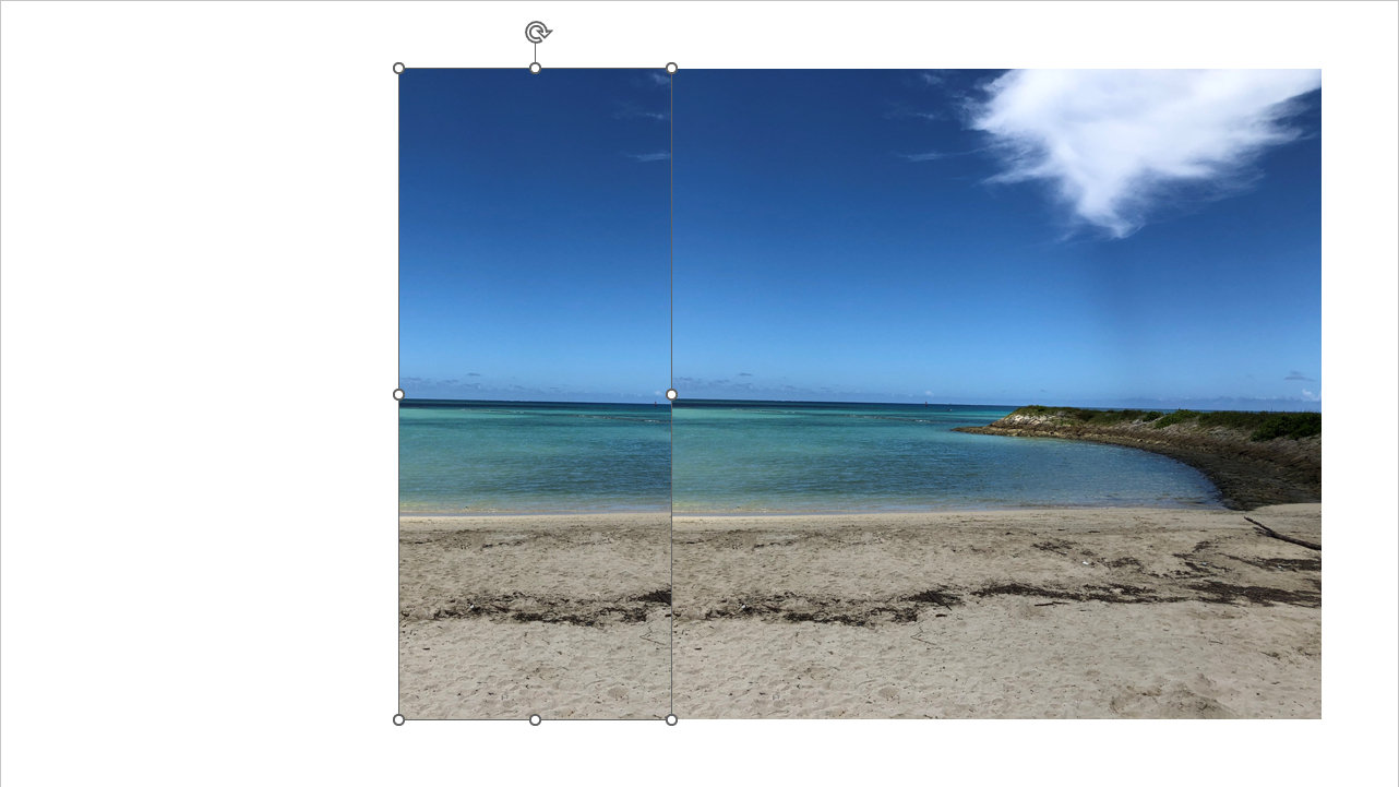 トリミングした写真の一部を並べて配置する。不自然な写真のつなぎ目をならしていく