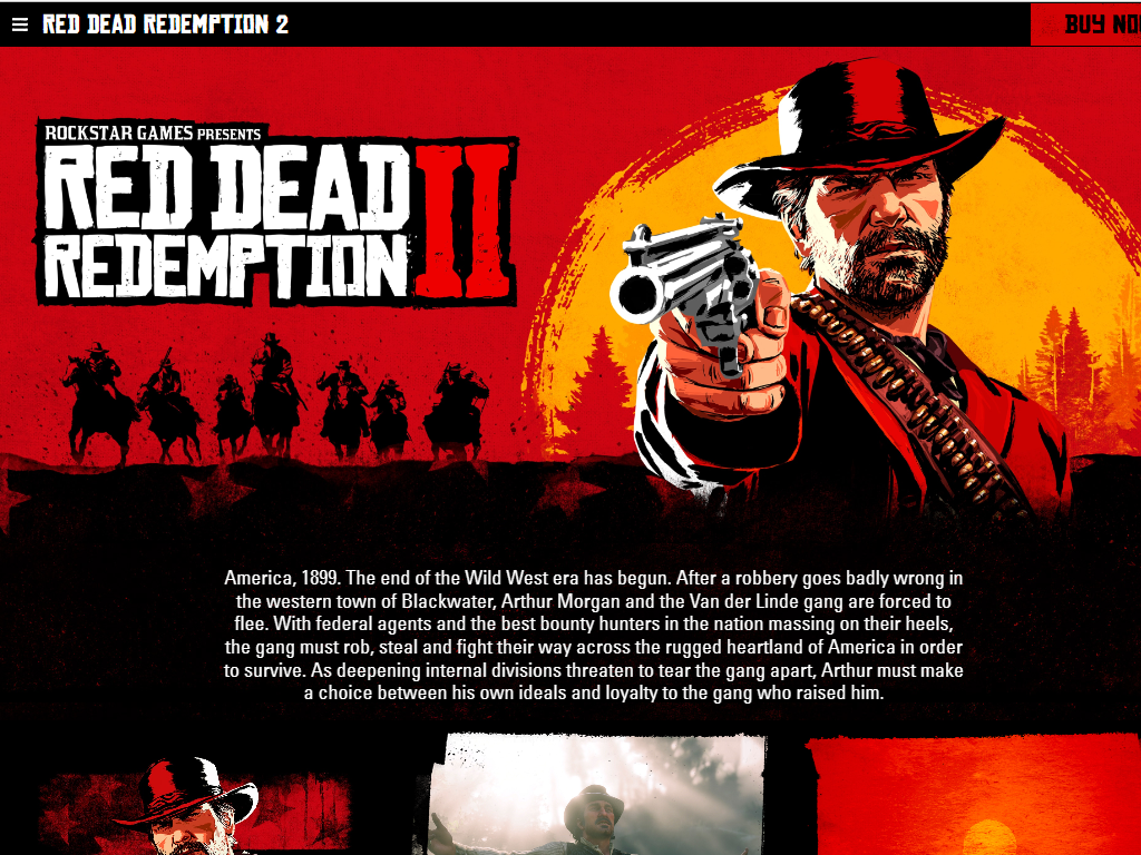 西部開拓時代を舞台にしたオープンワールドアクションアドベンチャーゲーム「レッド・デッド・リデンプション2」（Red Dead Redemption 2）