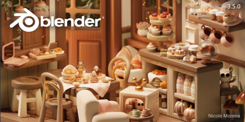 Blender 3.5のスプラッシュスクリーン（Nicole Morena氏作）