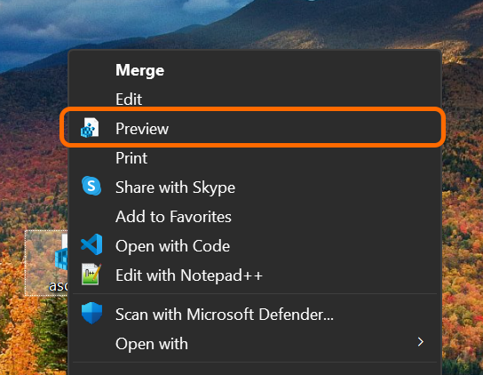 レジストリファイルの右クリックメニューから利用可能
