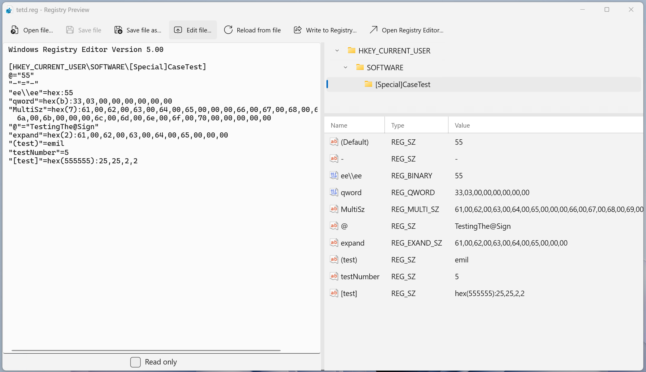 当該レジストリファイルを適用するとどうなるかをわかりやすく表示
