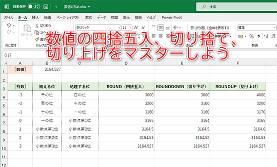 ROUND系関数は第2引数［桁数］がポイント