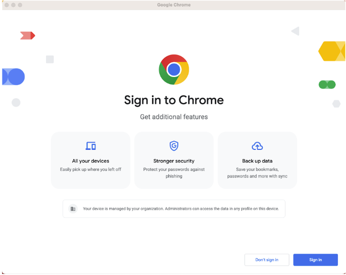 「Chrome」へログインする際の案内がより直感的なものに