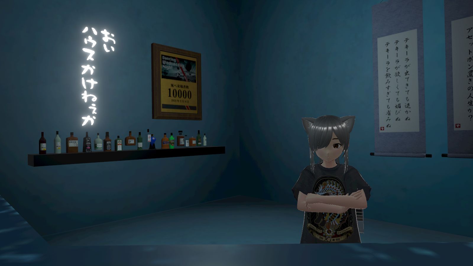 ご自身で作られた1万人動員の記念の盾の前で1枚