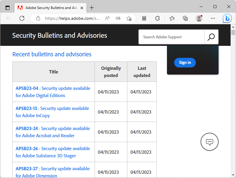 同社のセキュリティ情報ページ