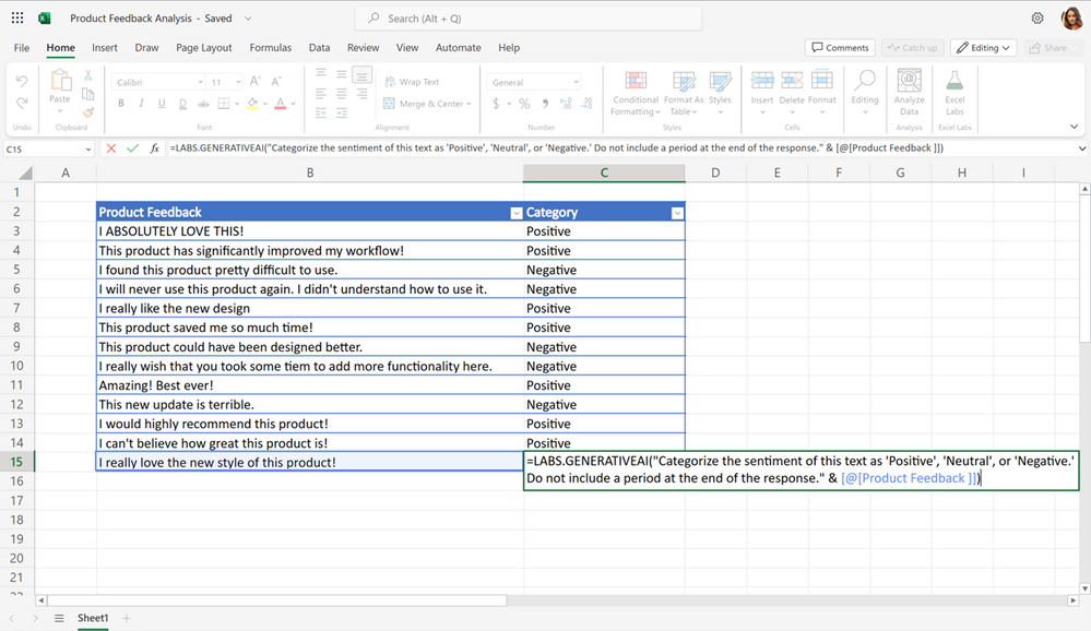 「Excel」と生成AIで遊べる「LABS.GENERATIVEAI」カスタムファンクション