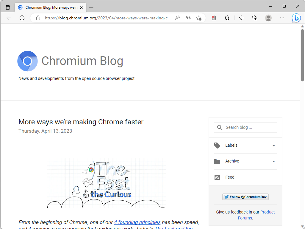 公式ブログ「Chromium Blog」