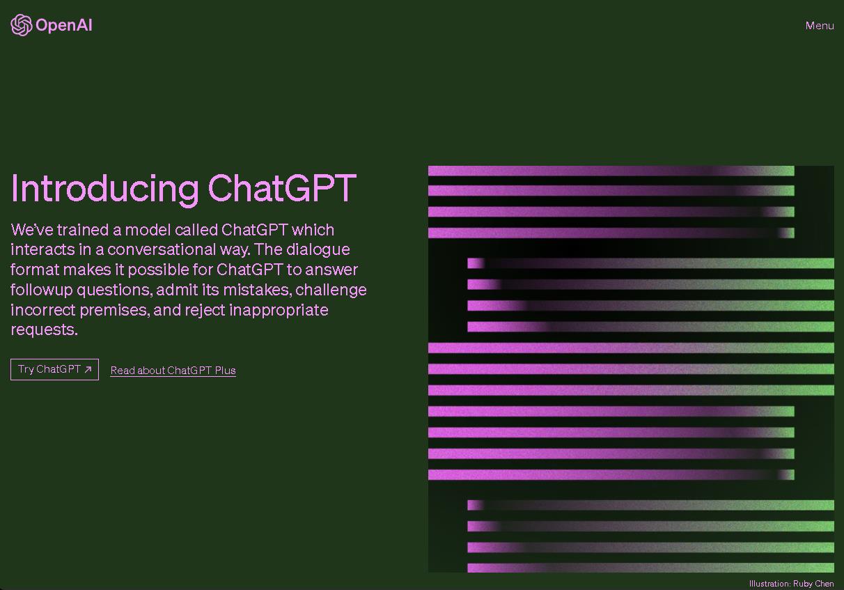 「ChatGPT」のWebサイト
