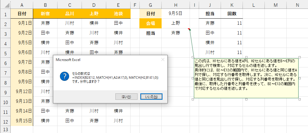 独自に割り当てたショートカットキー［Alt］＋［G］を押してメッセージボックスを表示。［はい］をクリックすると、「ChatGPT」の回答がコメントに表示される