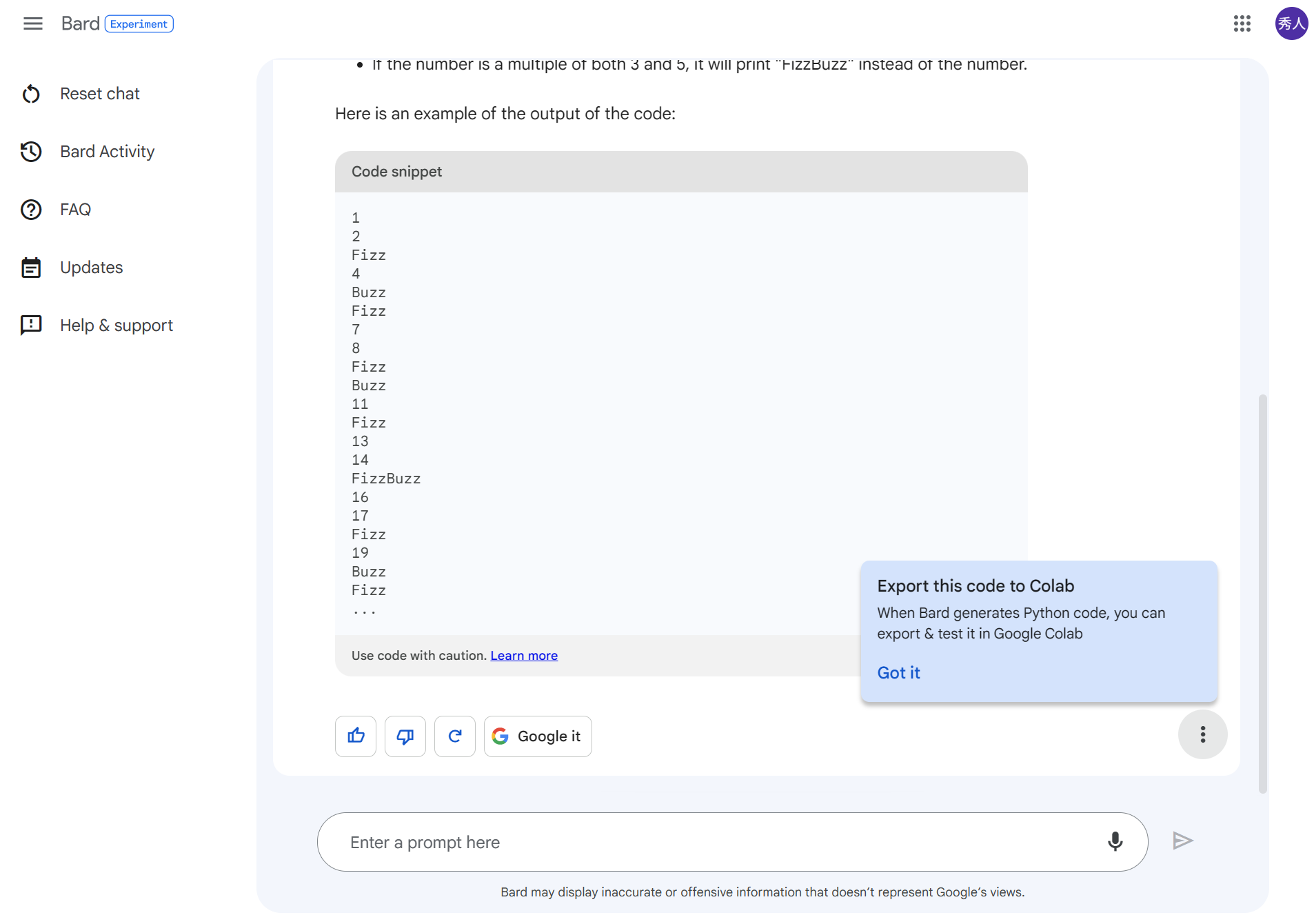 GoogleのAIチャットサービス「Bard」が、コーディング支援に対応