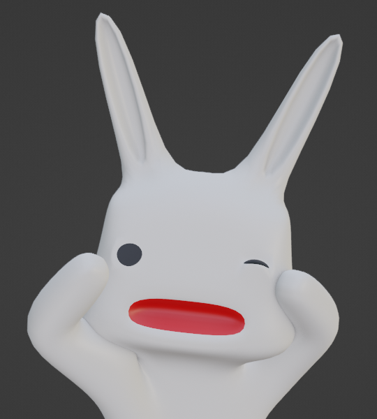 表情が付いて喜んでいるウサギ