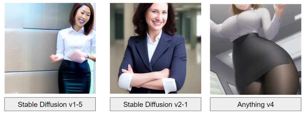 モデルによって異なる結果。担当編集氏は「StableDiffusion v1-5」が好みとか