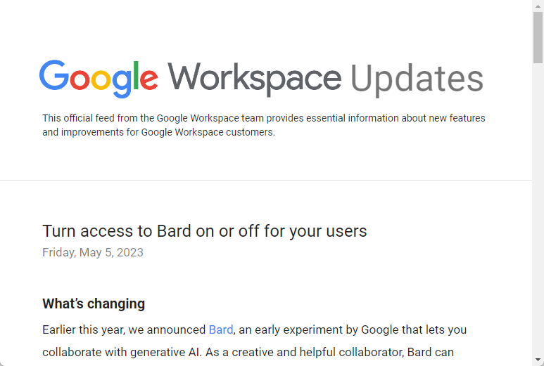 「Bard」が「Google Workspace」からも利用可能に