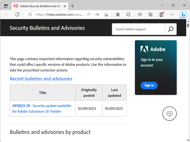 同社のセキュリティ情報ページ