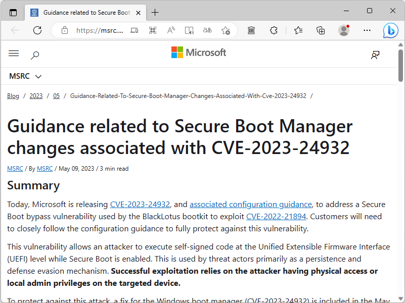 同社のセキュリティガイダンス