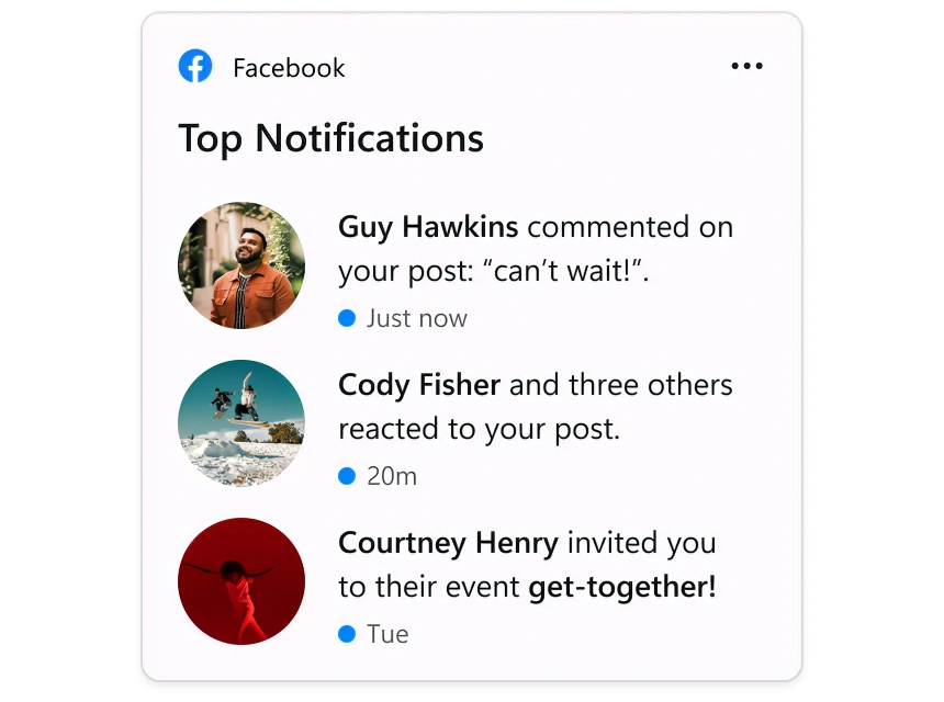 新しい「Facebook」ウィジェット