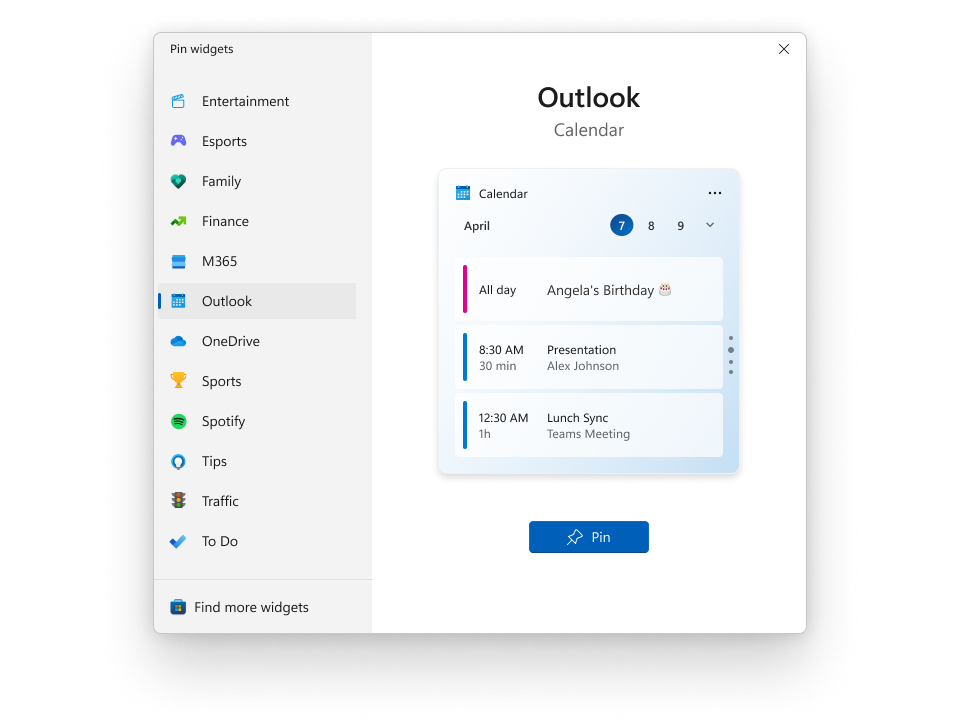 ウィジェットのビジュアルプレビューに対応した新しいピッカー