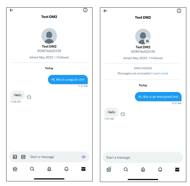 一般のDMと暗号化されたDM