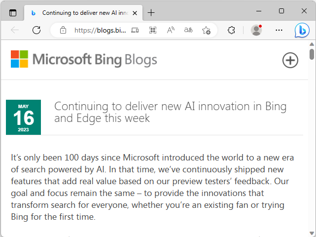 Microsoft、「Bing」のAIチャットのモバイル体験を強化
