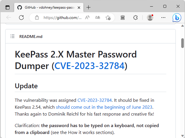 「KeePass」でマスターパスワードを復元できてしまう脆弱性「CVE-2023-32784」が発見される