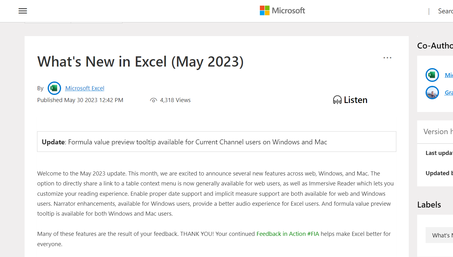 「Excel」5月のアップデートまとめが発表
