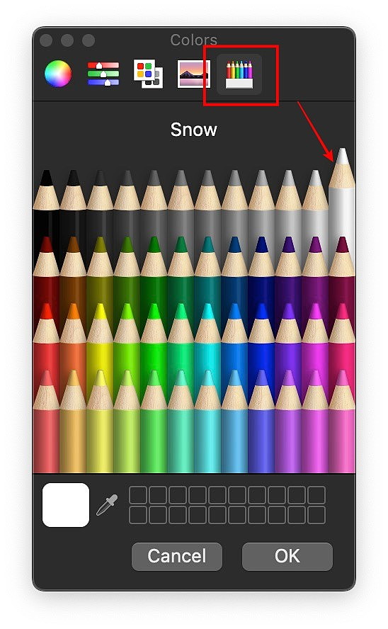 カラーパレットで［Snow］を選択