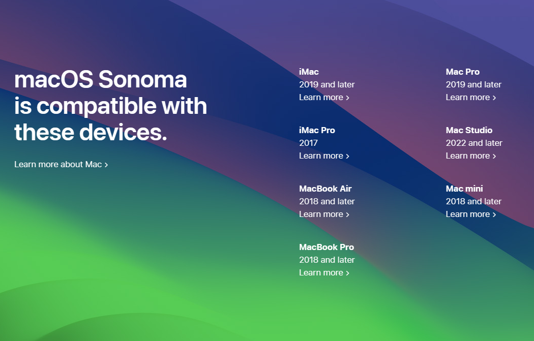 「macOS Sonoma」の対応デバイス