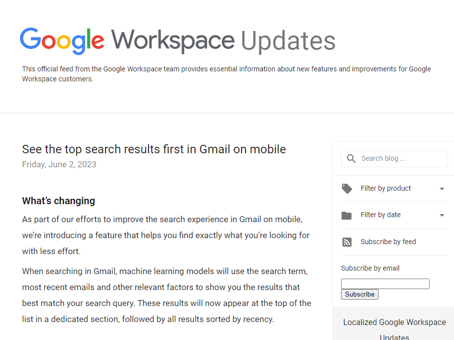 Google Workspace Updates