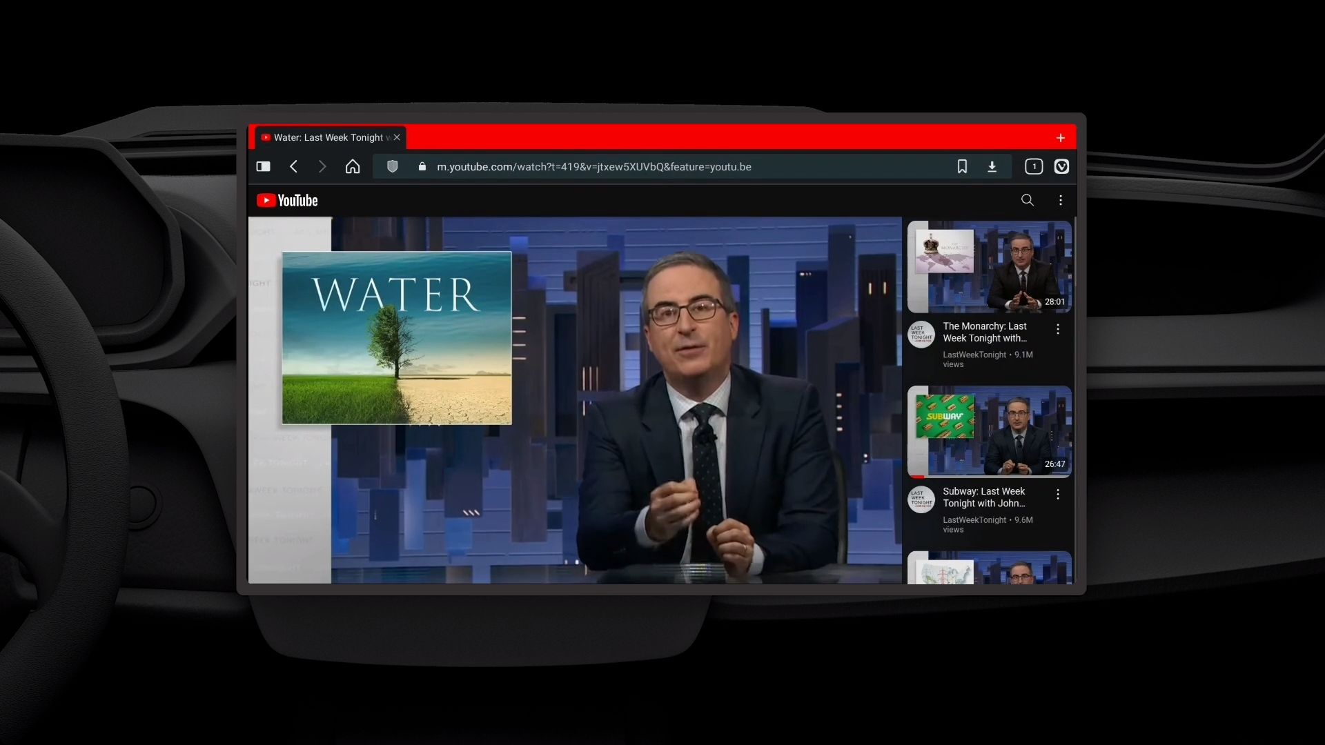 車のディスプレイでも「Vivaldi」で動画が視聴できる（画面はVivaldiのホームページより）