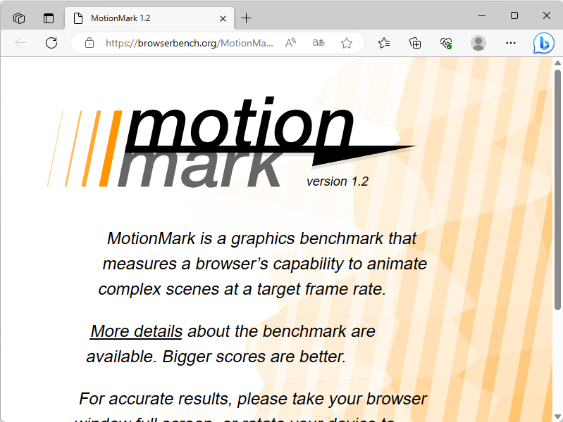 Webブラウザーのグラフィックス性能を測定する「MotionMark」