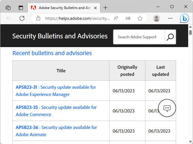 同社のセキュリティ情報ページ