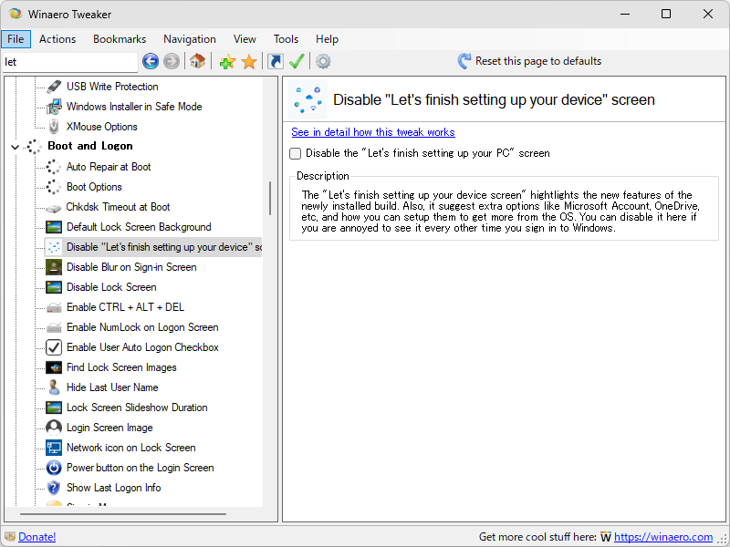 「Winaero Tweaker」v1.54