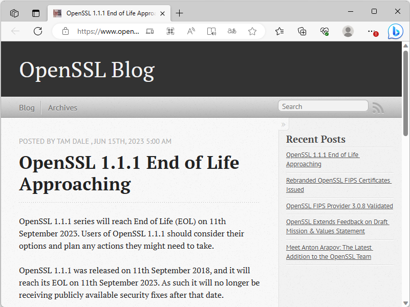 「OpenSSL」プロジェクトが公開したブログ記事