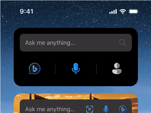 「Bing」のAIチャットがiOSウィジェットに