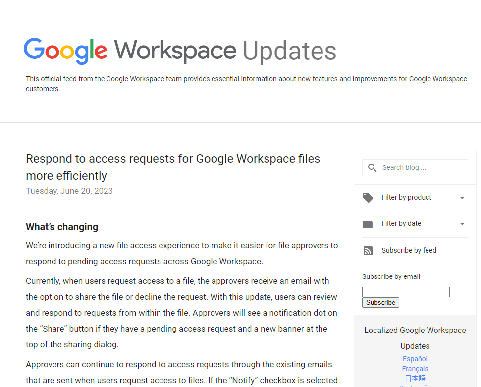Google Workspace Updates