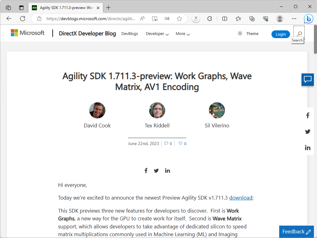 公式ブログ「DirectX Developer Blog」