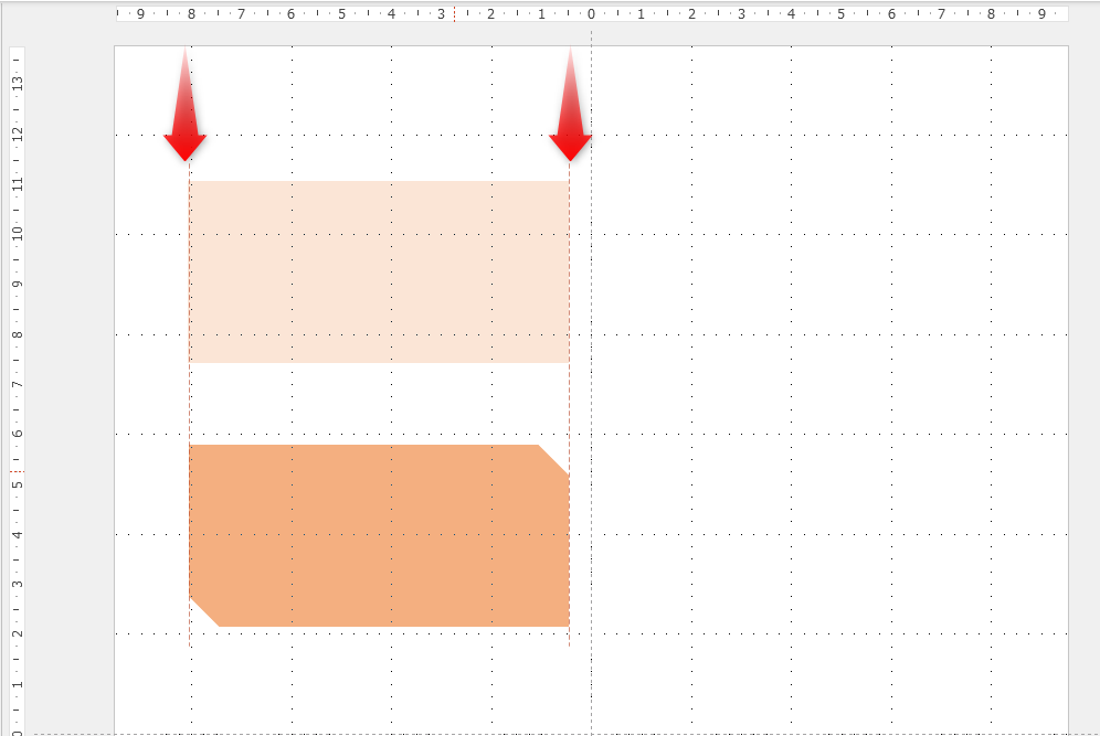 「スマートガイド」（赤い点線）はオブジェクトを配置するときに便利