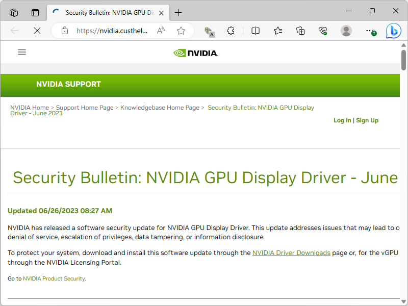同社が公開したセキュリティ情報