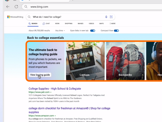 「Bing」の購入ガイドなど、AIを搭載した新しい「Microsoft Shopping」ツールが発表