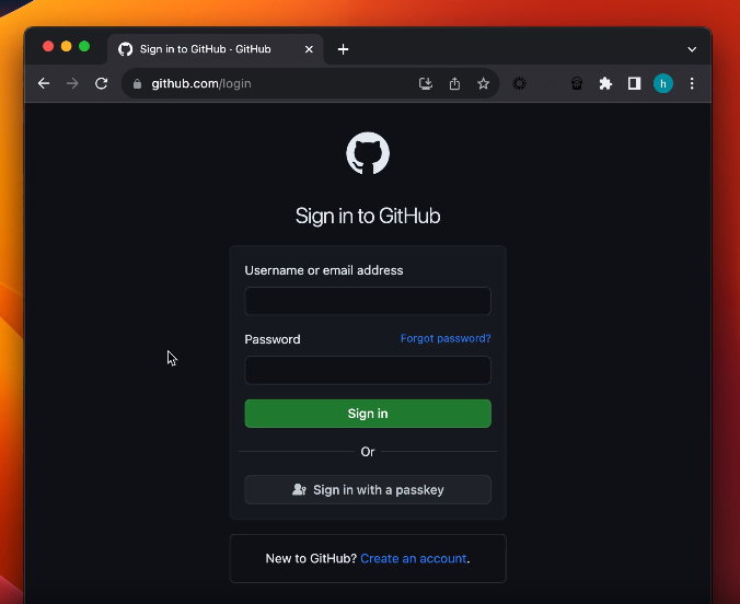 ［Sign-in with a passkey］ボタンでログイン