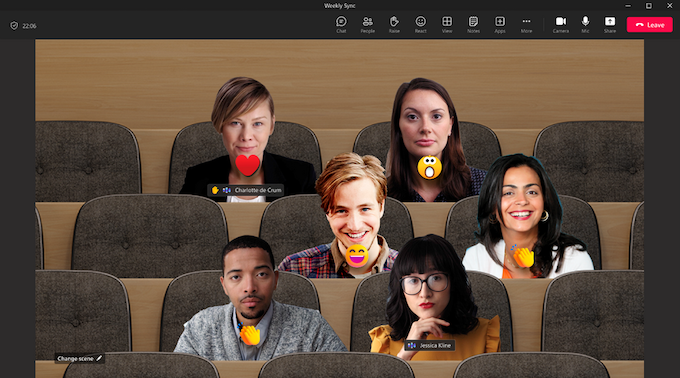 ミーティングのTogetherモードで名前などが表示される