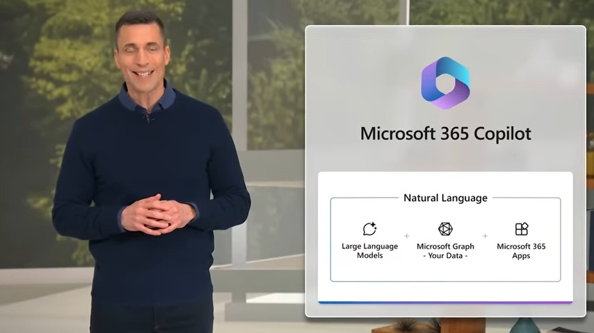 「Microsoft 365 Copilot」＝「GPT-4」大規模言語モデル＋「Microsoft Graph」＋「Microsoft 365」アプリ統合