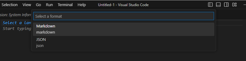 出力形式は「Markdown」と「JSON」の2種類