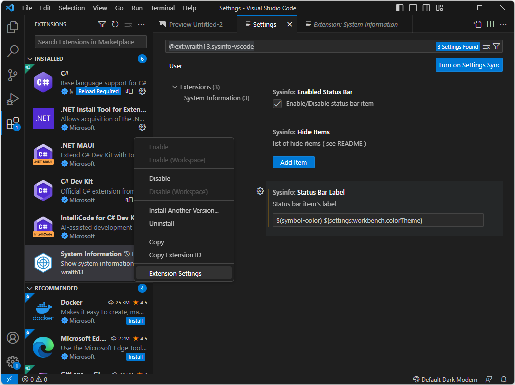 拡張機能の設定を編集