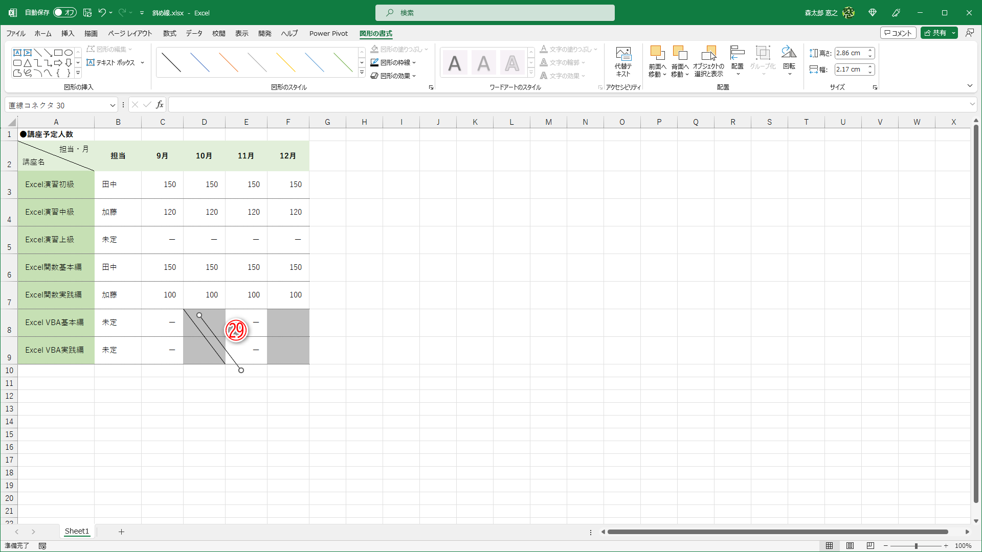 ［線］をコピー（㉙）します