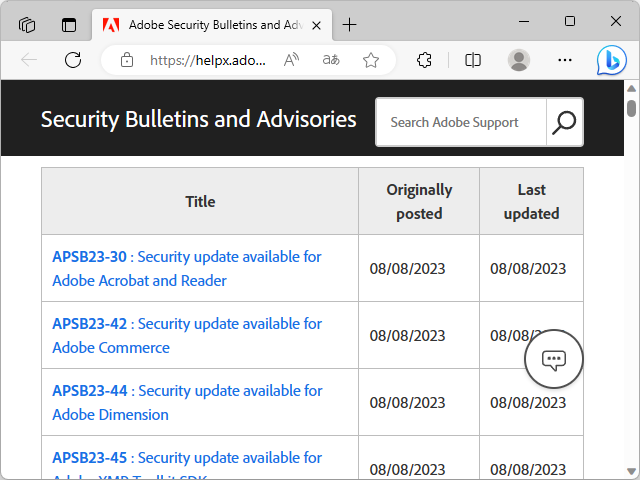 同社のセキュリティ情報ページ