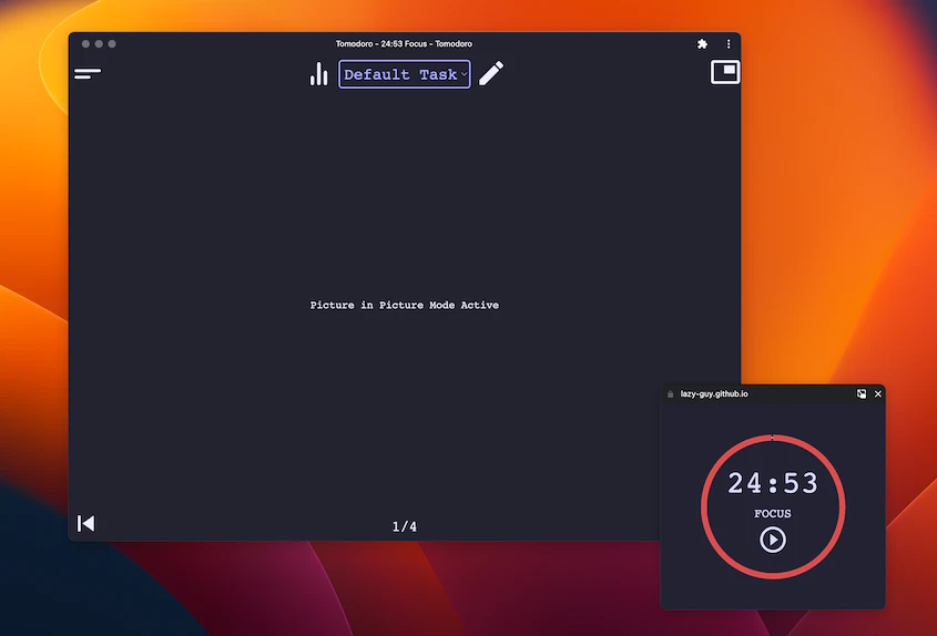 タスク管理アプリで、PiPウィンドウを活用したポモドーロタイマーを実装した例