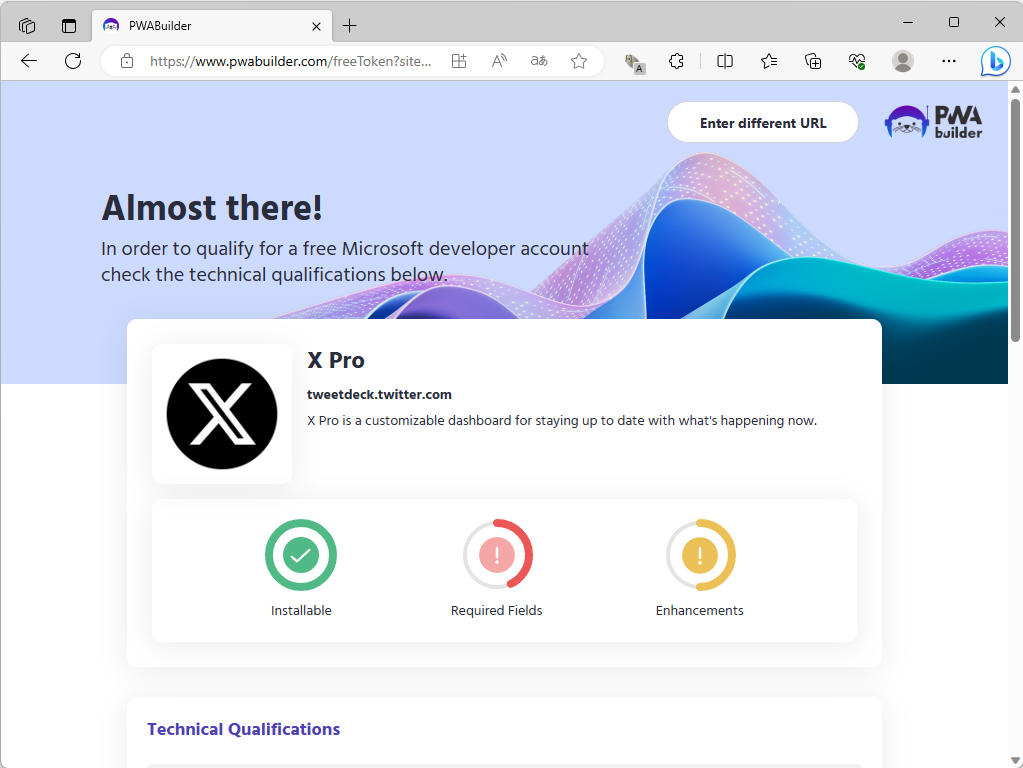 「pwabuilder.com」で品質チェック