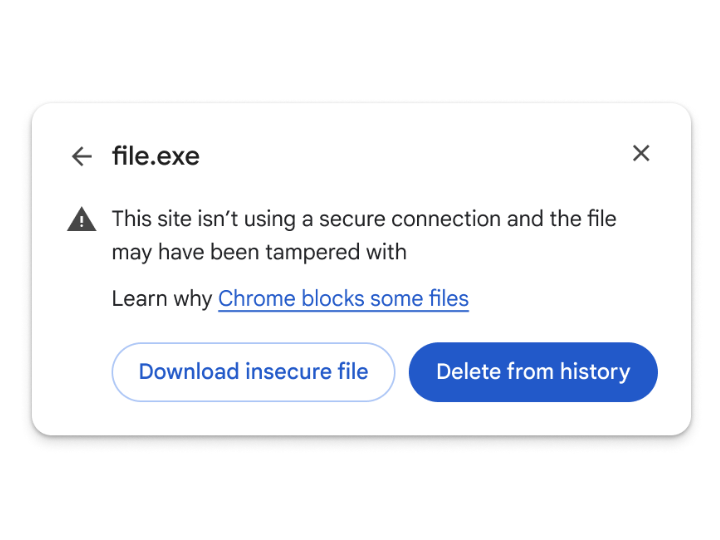 HTTPコンテンツのダウンロードを警告